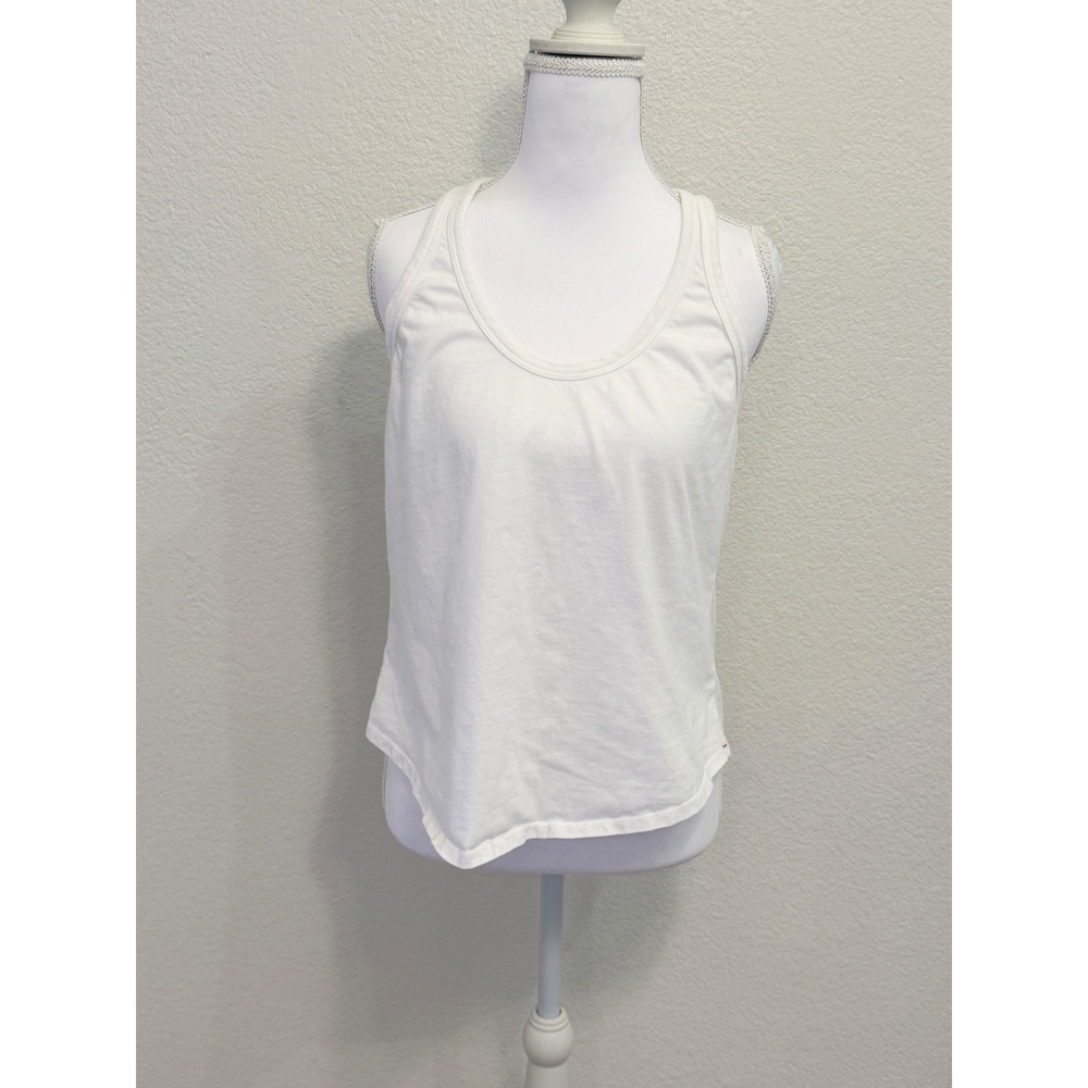 Xirena White Cotton Racerback Tank Top Small Made in USA Scoop Neck